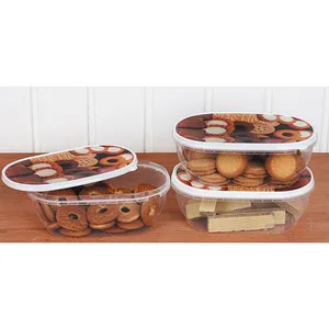 Conjunto 3 Potes Oval Decorado PO22 Biscoito São Bernardo Sortido