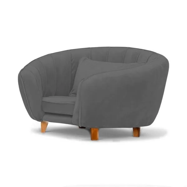 Caminha Mini Poltrona para Pets Loja Sheep Bela para Cães e Gatos em Veludo Cinza Escuro 43x65x62cm Caminha Tipo Poltrona Loja Sheep Bela para Cães e Gatos em Veludo Cinza Escuro com Almofadinha