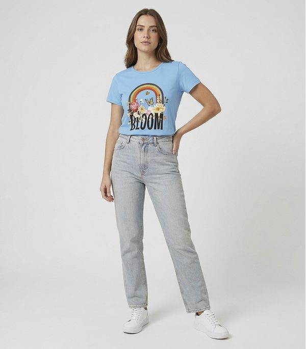 Blusa Baby Look Feminina Estampada Select Azul M