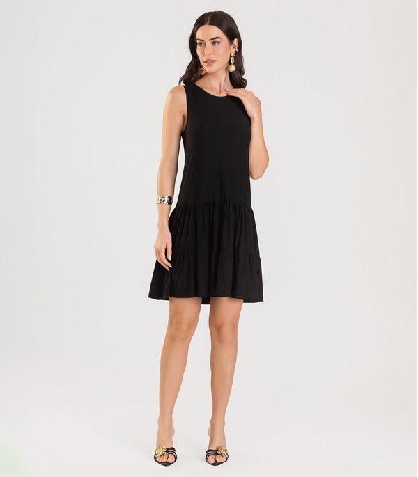 Vestido Curto Feminino De Babados Dianna Preto PP