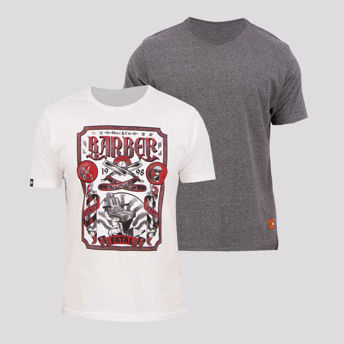 Kit de 2 Camisetas Fatal Basic Grafite e Branca