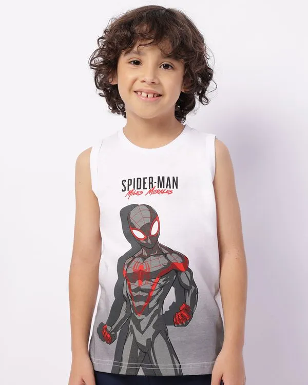 Regata Infantil Algodão Marvel Homem Aranha Branca 8