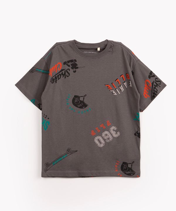 camiseta infantil de algodão manga curta skate cinza escuro 6
