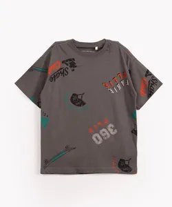 camiseta infantil de algodão manga curta skate cinza escuro 8