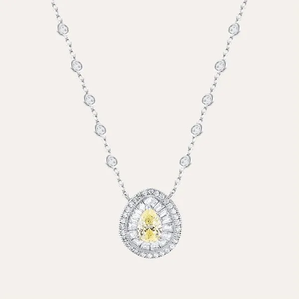 Colar Gota Yellow Fancy Prata 925