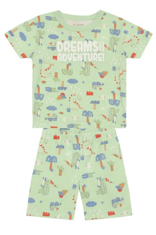Pijama infantil menino de dino brilha no escuro Brandili - 1