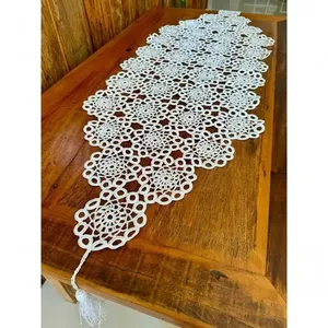 Caminho de Mesa Argola Crochê Polipropileno 1,45MX50CM Branco Artesanal Caminho de Mesa Argola Crochê Polipropileno 1,45MX50CM Branco
