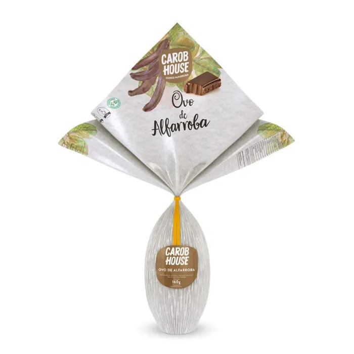 Ovo de Páscoa de Alfarroba Vegano, Sem Glúten e Sem Adição de Açúcar Tradicional Carob House 160g