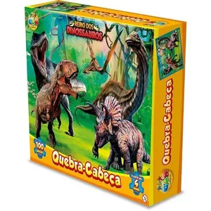 Quebra-cabeça Cartonado Reino dos Dinossauros 100 Peças para Crianças GGB Plast Quebra-cabeça Cartonado Reino dos Dinossauros 100 Peças GGB Plast