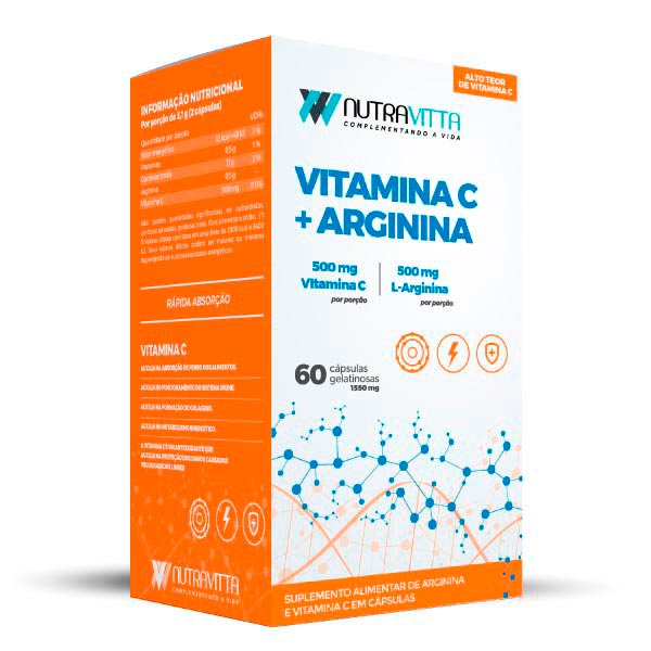 Nutravitta Vitamina C 1g + Arginina 60 Cápsulas Sorocaps NUTRA VITTA VITAMINA