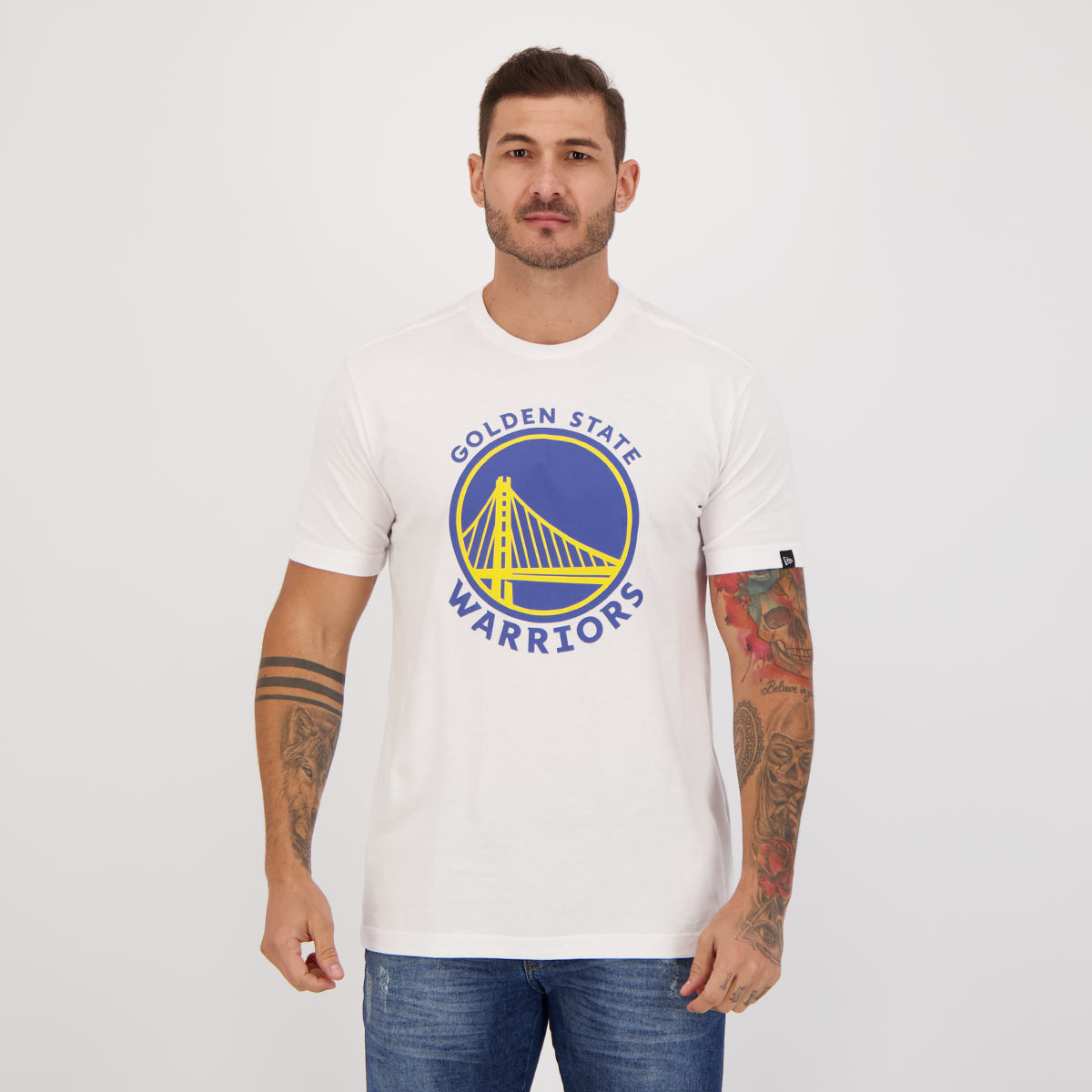 Camiseta New Era Golden State Warriors Branca e Az