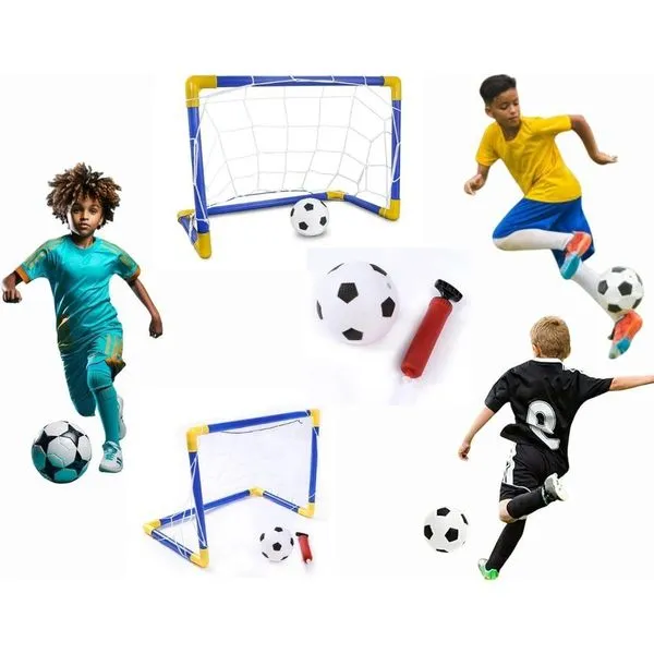 Kit 2 Traves De Futebol Infantil Gol Miniatura Com Bola E Bomba De Ar
