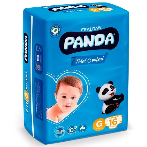 Fralda Descartável Infantil Panda Total Confort Jumbinho G 16 Unidades