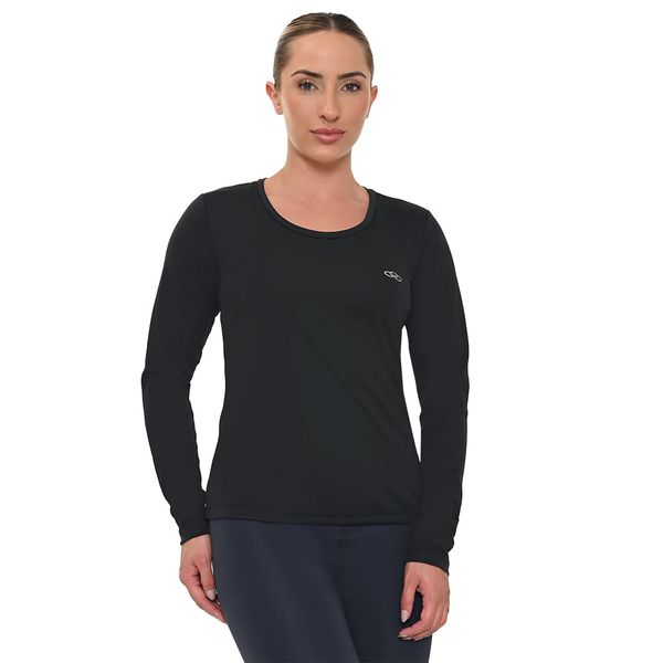 Camiseta Manga Longa Essential Olympikus Feminina GG Preto