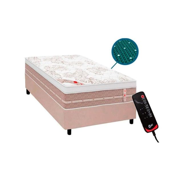 Kit Cama Box Solteiro Niponpedic Euro Pillow Molas Bonnel Bege Castor