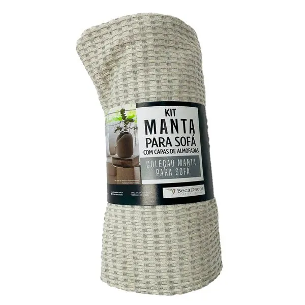 Kit Manta Sofá Copenhage 100% Algodão 0001 Cinza 3 Peças 170x130cm 20899 - BecaDecor