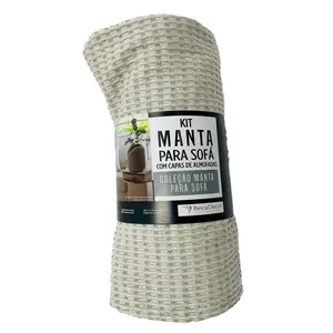 Kit Manta Sofá Copenhage 100% Algodão 0001 Cinza 3 Peças 170x130cm 20899 - BecaDecor