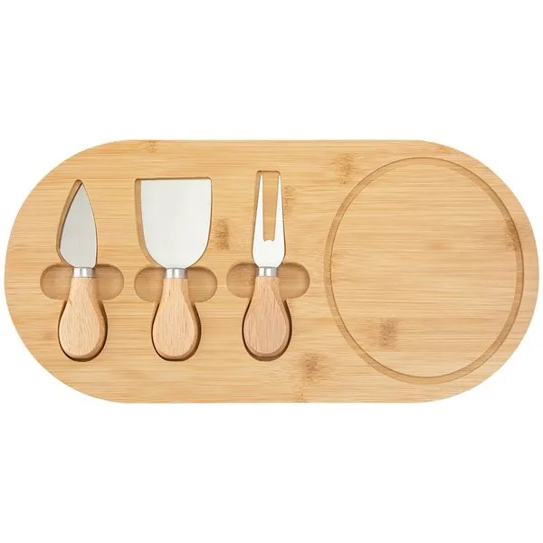 Conjunto para Queijo Futuro Sulco Bambu Inox 4 Peças 18,2x36,2x1,5cm LM1787 - honeyhome