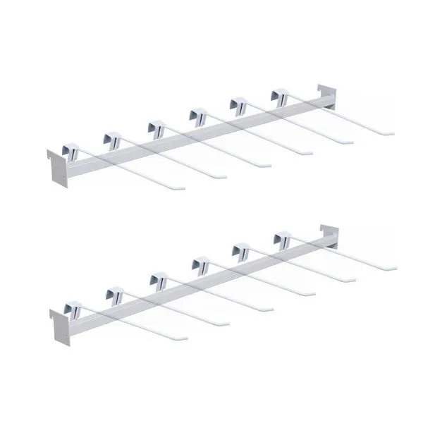 Kit - 2 Réguas Para Gondola 91cm + 12 Ganchos Simples 30cm - Sa Gondolas