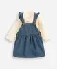 salopete infantil jeans com body corações azul 18-24