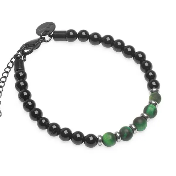 Pulseira Keats de Pedra Natural Ágata Preta Preta Ajustável