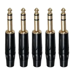Kit com 5 Plug Conector P10 Cirilo Cabos Estéreo 6mm Preto