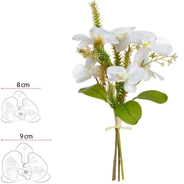 Orquídea Phalaenop Artificial Florarte 38cm Com Fita Branco (MP)
