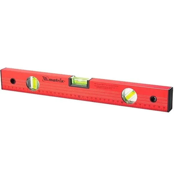 Nível De Alumínio 3 Bolhas Com Régua Vermelho 24" 600mm - 332239 - Mtx