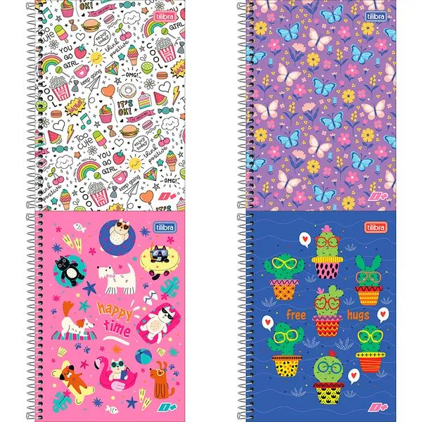 Caderno Espiral Capa Dura 1/4 D+ Feminino 96 Folhas 390470 - Tilibra
