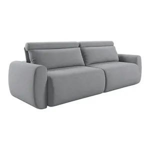 Sofá 3 Lugares Retrátil e Reclinável City Linho Cinza 180 cm