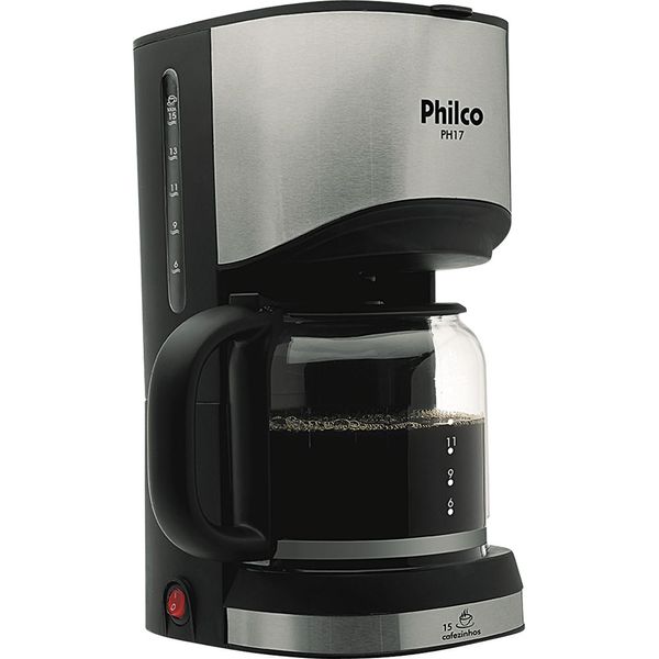Cafeteira Elétrica 15 Xícaras Philco PH17 Preta e Prata 220V