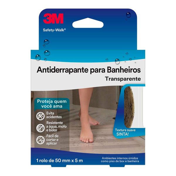 Fita Antiderrapante 3M Para Banheiros Transparente Safety Walk 50mm X 5m 1 Rolo