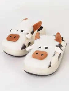 Pantufa Vaca com Led Juvenil- BRANCO/PRETO/MARROM 24/25