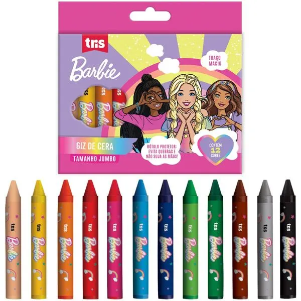 GIZ DE CERA JUMBO BARBIE - 12 CORES - TRIS