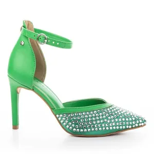 Scarpin Tanara de Salto Fino Verde com Brilhos 35