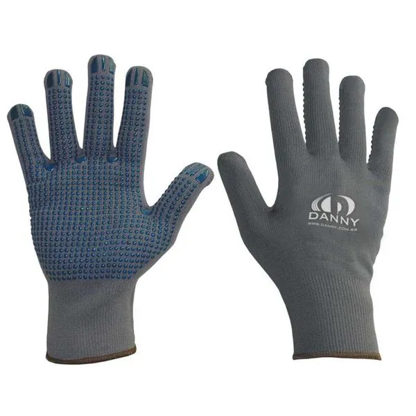 Luva Tricotada de Nylon Cinza com Palma Pigmentada Poliflex - DANNY P