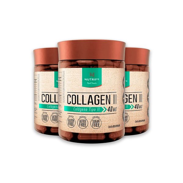 Kit 3 Colágeno Tipo 2 Collagen II Nutrify 60 Cápsulas
