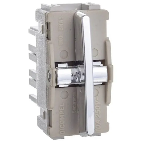 Módulo de Interruptor Bipolar Simples Cromado da Linha Novara - DC-1200/57 - DICOMPEL