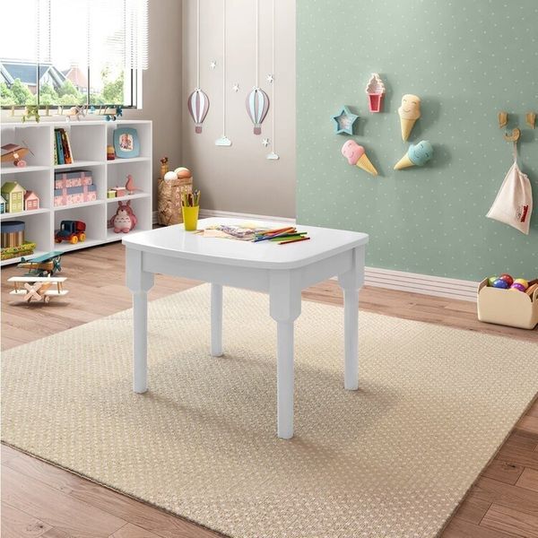 Mesa Infantil com 2 Cadeiras Mariah Madeira Maciça e Laca Casatema Branco/Menta