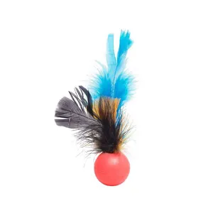 Bolinha com Penas Cat Toy LCM Vermelha Único