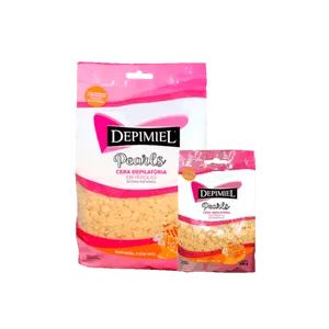Kit Depimiel Cera Depilatória Granulada Mel 1000g + Cera Natural Em Pérolas Mel 200g