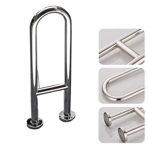 Barra de Apoio em U 45cm Aço Inoxidável Banheiro Segurança Idosos Gestantes Cadeirantes Cromado Barra de Apoio em U 45cm Aço Inoxidável Banheiro Segurança Cromado
