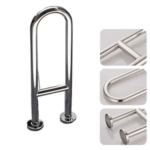 Barra de Apoio em U 45cm Aço Inoxidável Banheiro Segurança Idosos Gestantes Cadeirantes Cromado Barra de Apoio em U 45cm Aço Inoxidável Banheiro Segurança Cromado