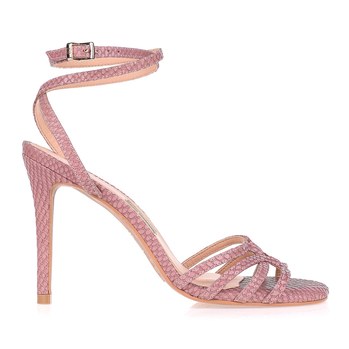 Sandália Salto Alto New Snake Rose