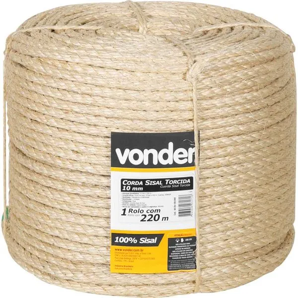 Corda de Sisal 10mmx220m 3 Pernas - VONDER