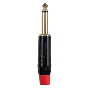 Plug Conector P10 Cirilo Cabos Mono 6mm Vermelho