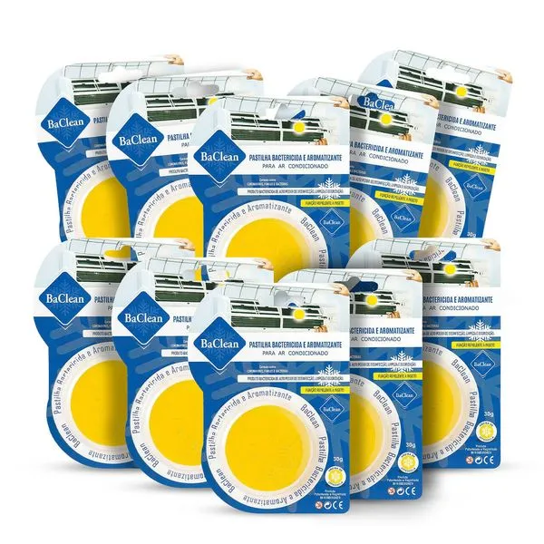 Kit com 10 Pastilhas Bactericida Aromatizante para Ar Condicionado Citronella