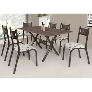 Conjunto Mesa de Jantar 74cm x 59cm 6 Cadeiras Ciplafe | Bronze/Bege