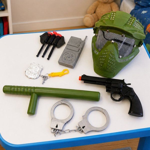 Kit Brinquedo Militar Soldado Tático Mascara e Acessórios