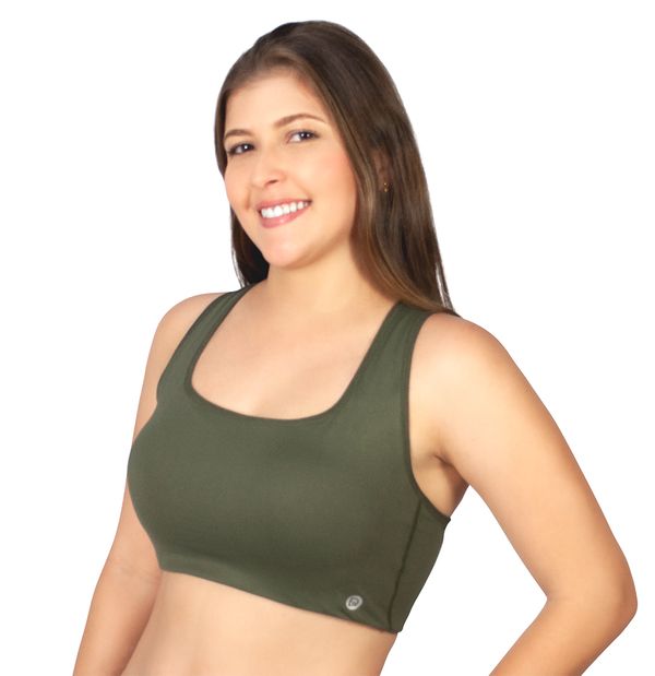 Top Fitness Nadador Estruturado Com Bojo Respira Verde Militar